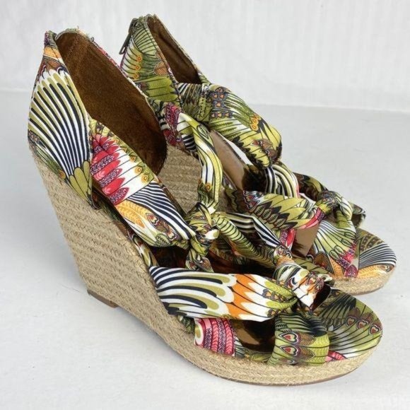CARLOS SANTANA Morena Multi-Color Wedge Espadrille Platform Sandals Sz 8 - Picture 1 of 15
